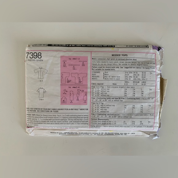 2 for $12🧵🪡 1970s Blouse Sewing Pattern - Picture 2 of 2